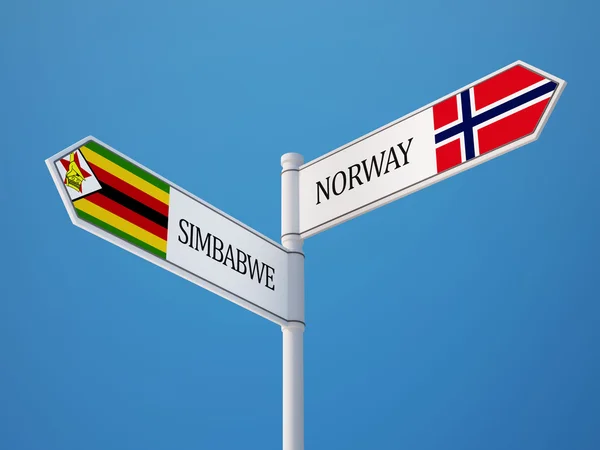 Norway Zimbabwe  Sign Flags Concept — Stock Photo, Image