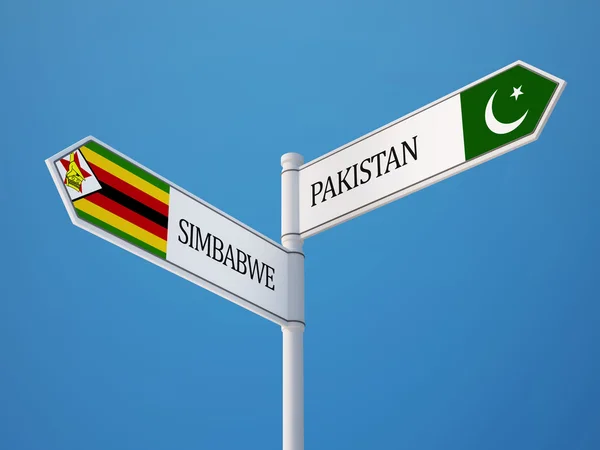 Pakistan Zimbabwe tecken flaggor koncept — Stockfoto