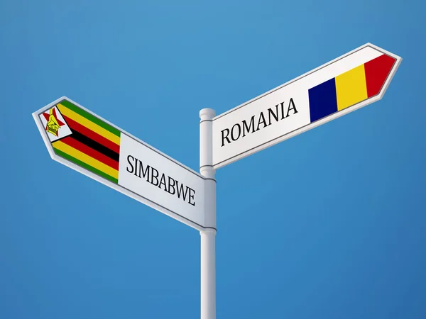 Romania Zimbabwe  Sign Flags Concept — Stock Photo, Image