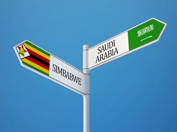 Arábia Saudita Zimbabué assinar Bandeiras Conceito — Fotografia de Stock