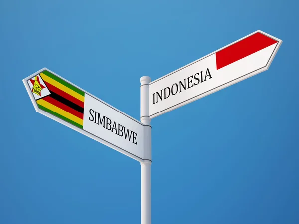 Indonesia Zimbabwe Firma Bandiere Concetto — Foto Stock