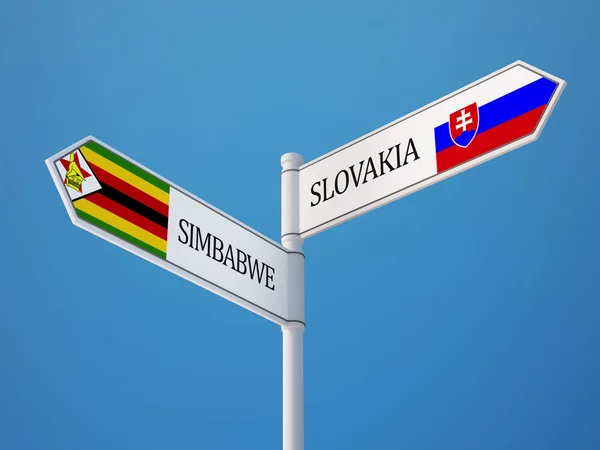 Slovaquie Zimbabwe Signer Drapeaux Concept — Photo