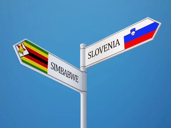 Slovenia Zimbabwe Segnaletica Bandiere Concept — Foto Stock