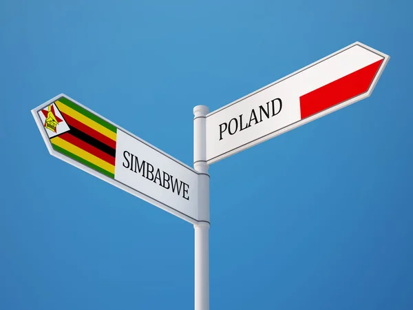 Poland Zimbabwe  Sign Flags Concept — Stock Photo, Image