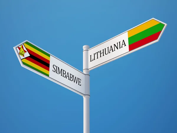 Lituania Zimbabwe Firma Bandiere Concetto — Foto Stock