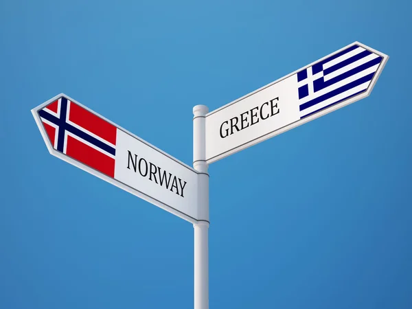 Norwegia Grecja znak flagi koncepcja — Zdjęcie stockowe