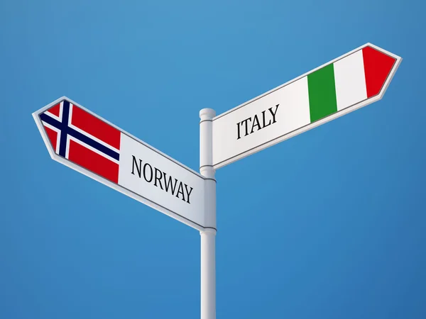 Norge Italien tecken flaggor koncept — Stockfoto