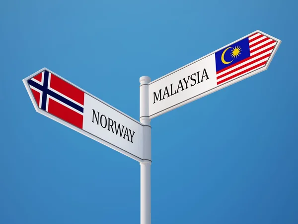 Norvegia Malesia segno bandiere concetto — Foto Stock