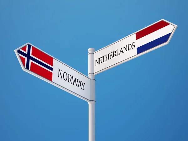 Norvège Pays-Bas Signer Drapeaux Concept — Photo
