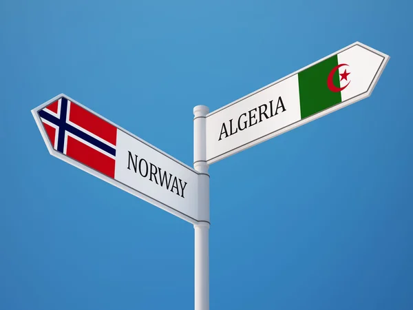 Norvegia Algeria Firmare Bandiere Concetto — Foto Stock