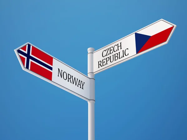 Norvegia Repubblica Ceca Firmare Flags Concept — Foto Stock