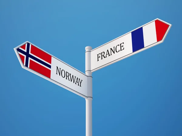 Noorwegen Frankrijk teken vlaggen Concept — Stockfoto