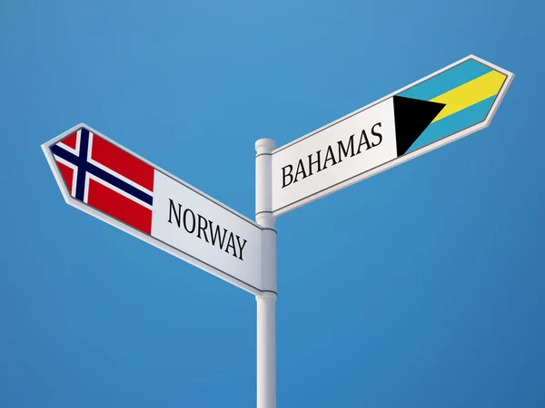 Norvège Bahamas Sign Flags Concept — Photo