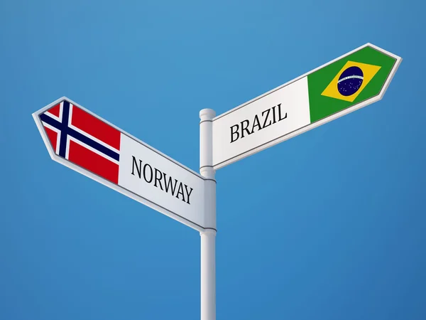 Norge Brasilien tecken flaggor koncept — Stockfoto