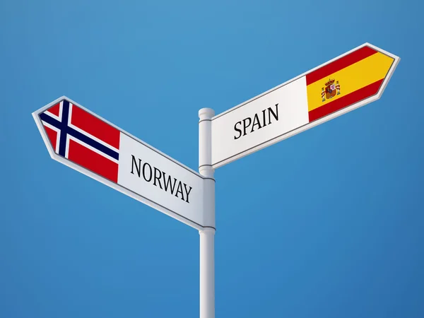 Norvège Espagne Signer Drapeaux Concept — Photo