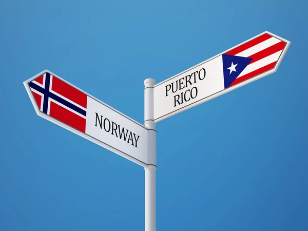 Puerto Rico Norwegia znak flagi koncepcja — Zdjęcie stockowe