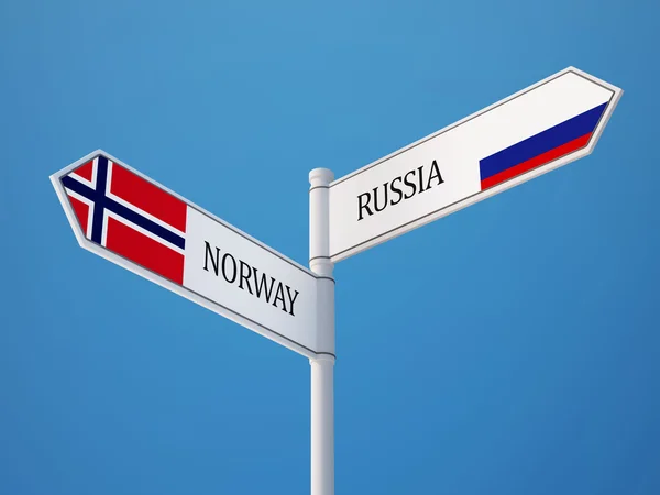 Rusia Noruega Signo Banderas Concepto —  Fotos de Stock