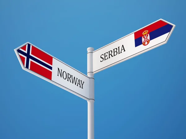 Sérvia Noruega Signo Bandeiras Conceito — Fotografia de Stock