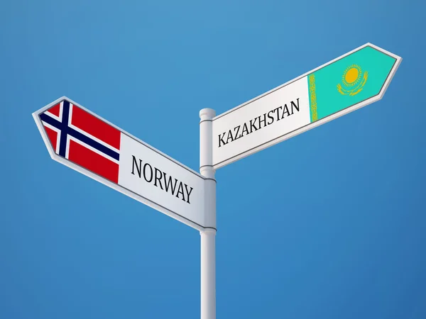 Kazajstán Noruega Sign Flags Concept — Foto de Stock