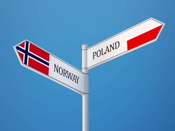 Pologne Norvège Signalisation Drapeaux Concept — Photo