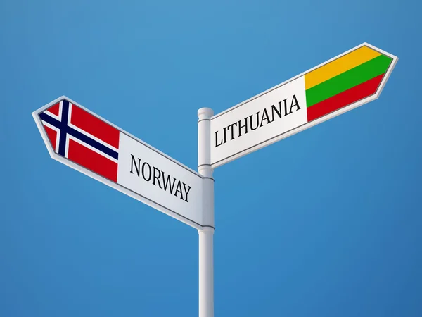 Lithuania Norway  Sign Flags Concept — Stock Photo, Image