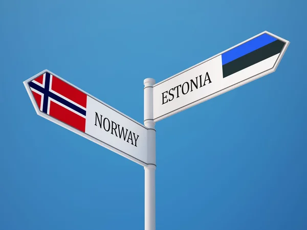 Estonia Norwegia znak flagi koncepcja — Zdjęcie stockowe