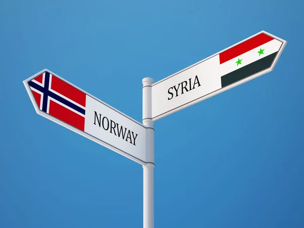 Syrië Noorwegen teken vlaggen Concept — Stockfoto