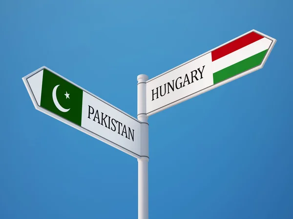 Pakistan Macaristan işaret bayrakları kavramı — Stok fotoğraf