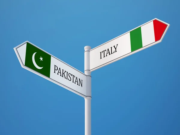 Pakistan Italien tecken flaggor koncept — Stockfoto