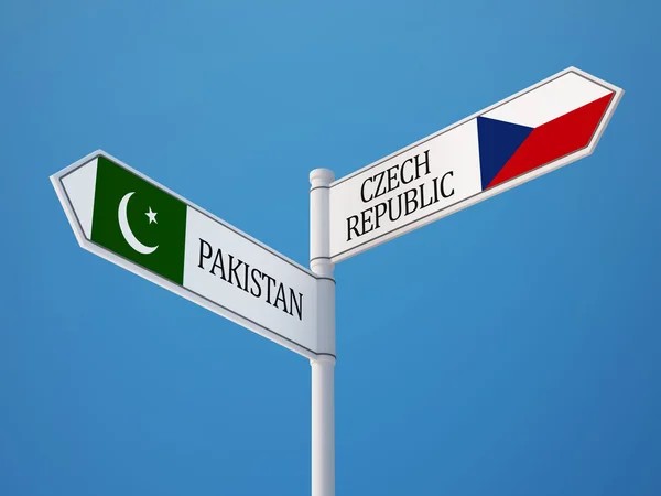 Pakistan Tjeckien underteckna flaggor koncept — Stockfoto