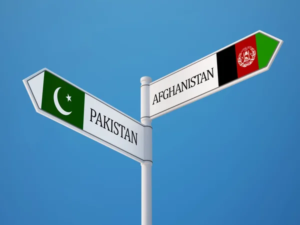 Afghanistan Pakistan Sign Flags Concept — Stock Photo, Image