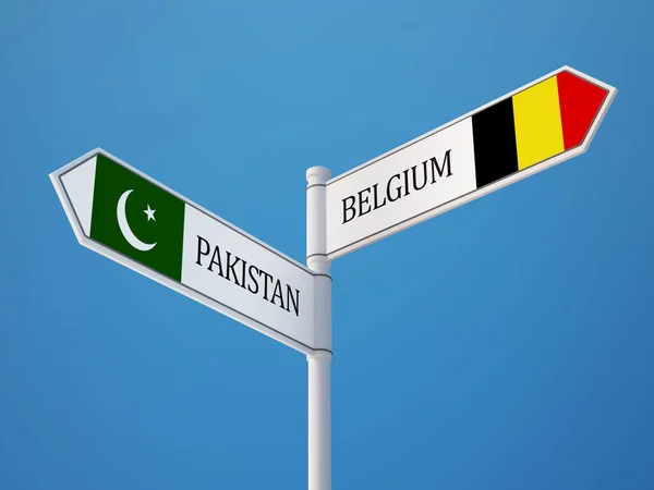 Pakistan Belgium  Sign Flags Concept — Stock Photo, Image