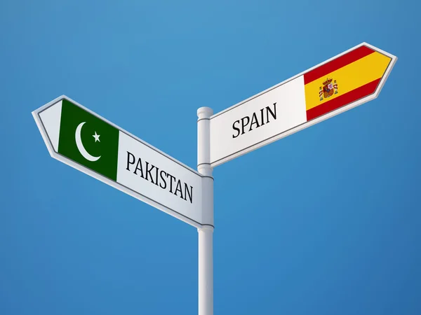 Pakistan Spanien tecken flaggor koncept — Stockfoto