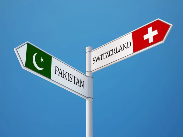 巴基斯坦瑞士标志标志概念 — 图库照片
