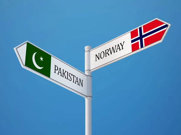 Paquistán Noruega Sign Flags Concept —  Fotos de Stock