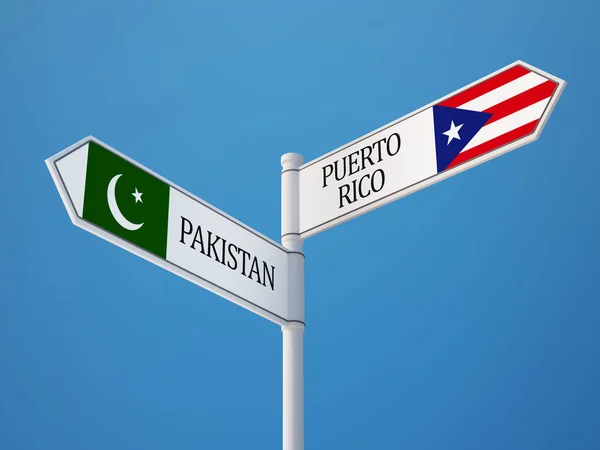 Puerto Rico Pakistan  Sign Flags Concept — Stock Photo, Image