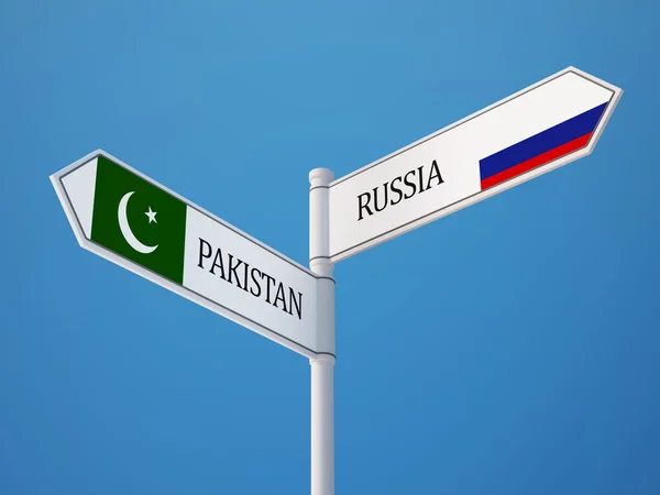 Russia Pakistan segno bandiere concetto — Foto Stock