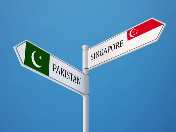 Singapore Pakistan  Sign Flags Concept — Stock Photo, Image