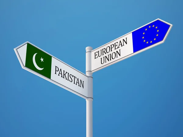 European Union Pakistan  Sign Flags Concept — Stock Photo, Image