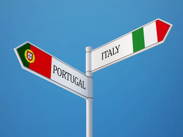 Portugal Italien tecken flaggor koncept — Stockfoto