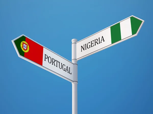 Portogallo Nigeria Firmare Bandiere Concetto — Foto Stock