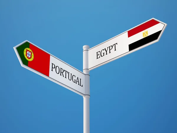 Portugal Egypte teken vlaggen Concept — Stockfoto