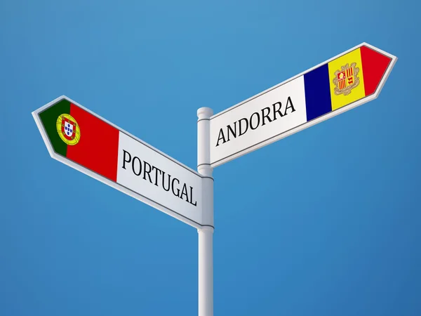 Portugal Andorra teken vlaggen Concept — Stockfoto