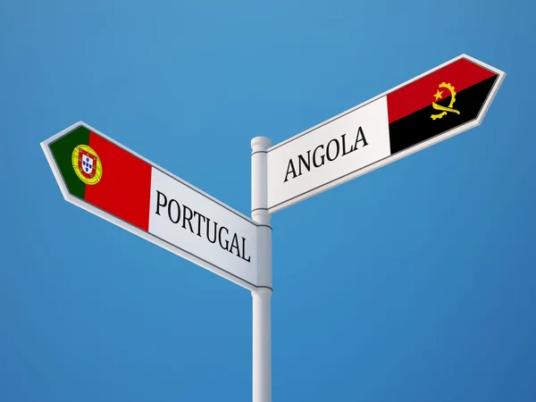 Portugal Angola Schild Flaggen-Konzept — Stockfoto