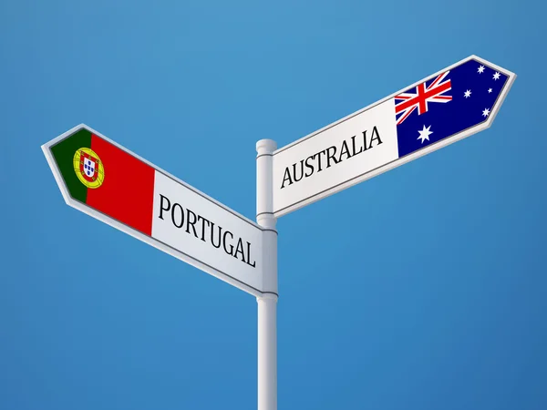 Portugal Australië teken vlaggen Concept — Stockfoto