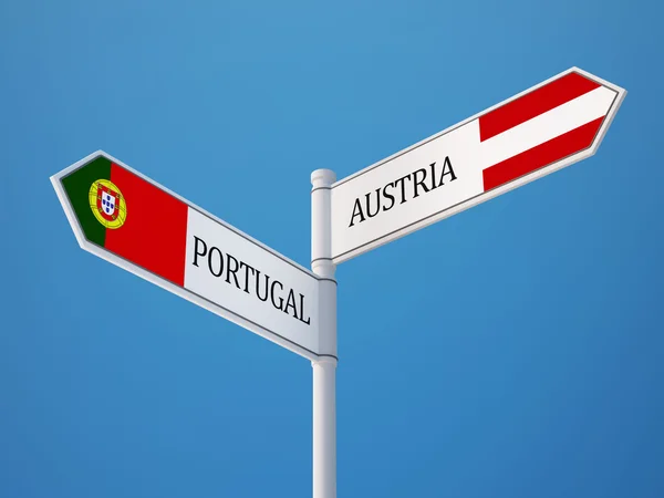 Portugal Oostenrijk teken vlaggen Concept — Stockfoto