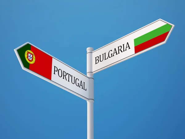 Portugal Bulgaria Firma Banderas Concepto — Foto de Stock