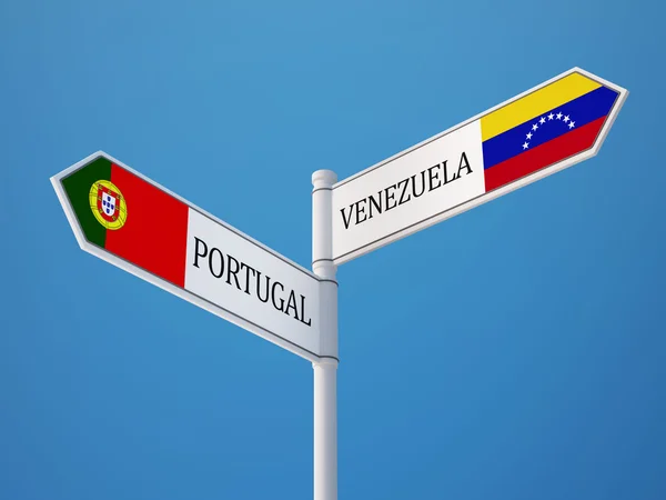 Portugália Venezuela bejelentkezési jelzők koncepció — Stock Fotó