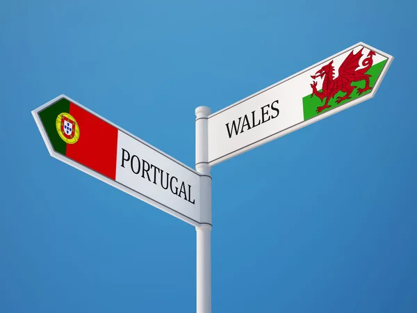 Portugal Wales  Sign Flags Concept — Stock Photo, Image