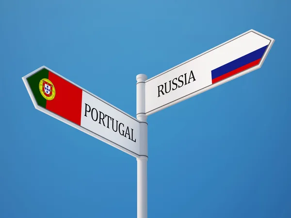 Russia Portogallo Firma Bandiere Concetto — Foto Stock
